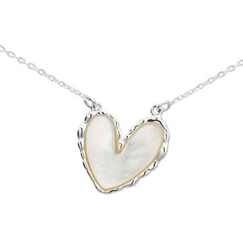 City Luxe Silver Tone Mother of Pearl Heart Pendant Necklace