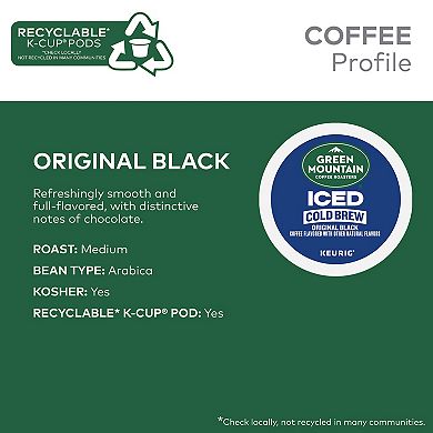 Green Mountain Coffee Roasters® Iced Black Cold Brew Keurig® K-Cup®, Medium Roast, 20 Count