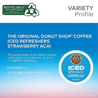 The Original Donut Shop® Coffee Strawberry Acai Iced Refreshers, Keurig® K-Cup® Pods, 20 count