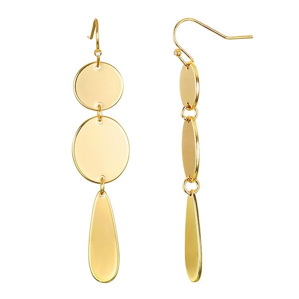 Emberly Gold Tone Geometric 3 Part Drop Earrings