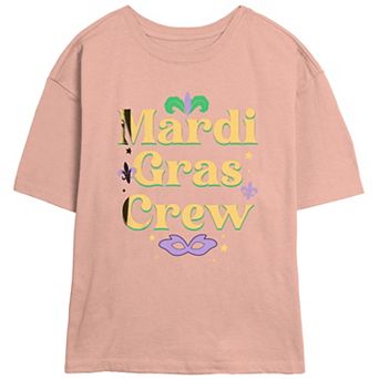 Juniors' Mardi Gras Crew Skimmer Graphic Tee