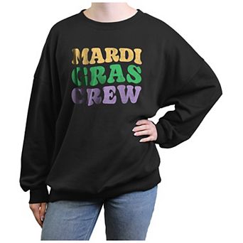 Juniors' Mardi Gras Crew Oversized Graphic Fleece