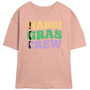 Juniors' Mardi Gras Crew Retro Skimmer Graphic Tee