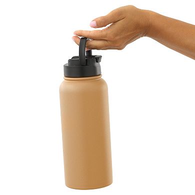 JoyJolt 32-oz. Vacuum Insulated Water Bottle with Flip Lid & Sport Straw Lid