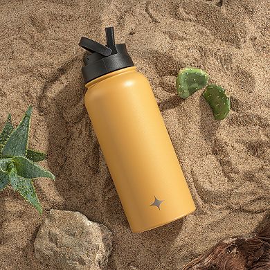 JoyJolt 32-oz. Vacuum Insulated Water Bottle with Flip Lid & Sport Straw Lid