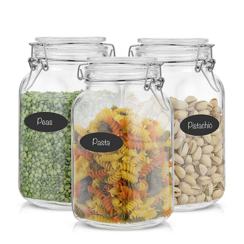 JoyJolt 50-oz. Airtight Glass Jars Storage Cannister with Silicone Seal Lids 3-piece Set, Multi None