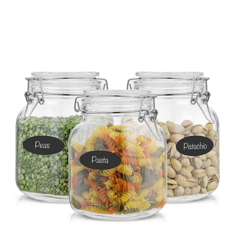 JoyJolt 32-oz. Airtight Glass Jars Storage Cannister with Silicone Seal Lids 3-piece Set, Multi None