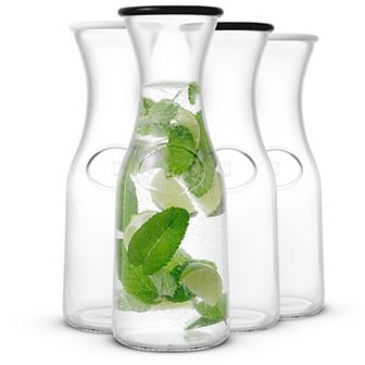 JoyJolt 35-oz. Hali Glass Carafe Bottles 4 Pack Set