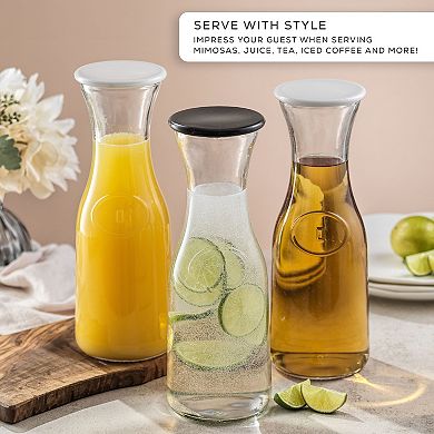 JoyJolt 35-oz. Hali Glass Carafe Bottles 4 Pack Set