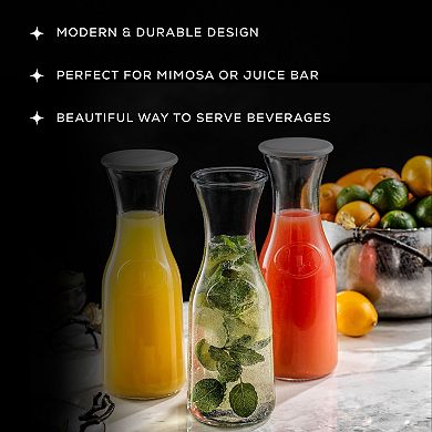 JoyJolt 35-oz. Hali Glass Carafe Bottles 4 Pack Set