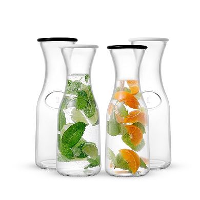JoyJolt 35-oz. Hali Glass Carafe Bottles 4 Pack Set
