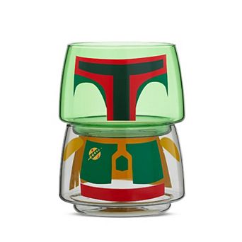 JoyJolt Star Wars Boba Fett Stackable Glasses 2 pc Set