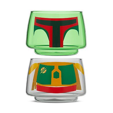 JoyJolt Star Wars Boba Fett Stackable Glasses 2-piece Set