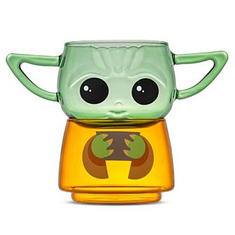 JoyJolt Star Wars The Mandalorian Grogu Stackable Glasses 2 pc Set