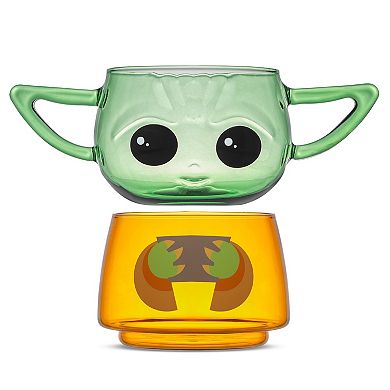 JoyJolt Star Wars The Mandalorian Grogu Stackable Glasses 2-piece Set