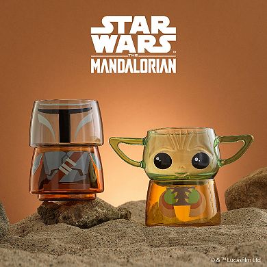 JoyJolt Star Wars The Mandalorian Grogu Stackable Glasses 2-piece Set