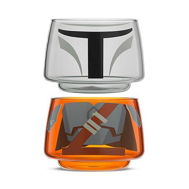 JoyJolt Star Wars The Mandalorian Stackable Glasses 2-piece Set