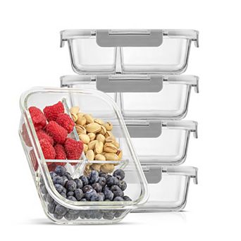 JoyJolt 3-Sectional Food Prep Storage Containers, Set of 5