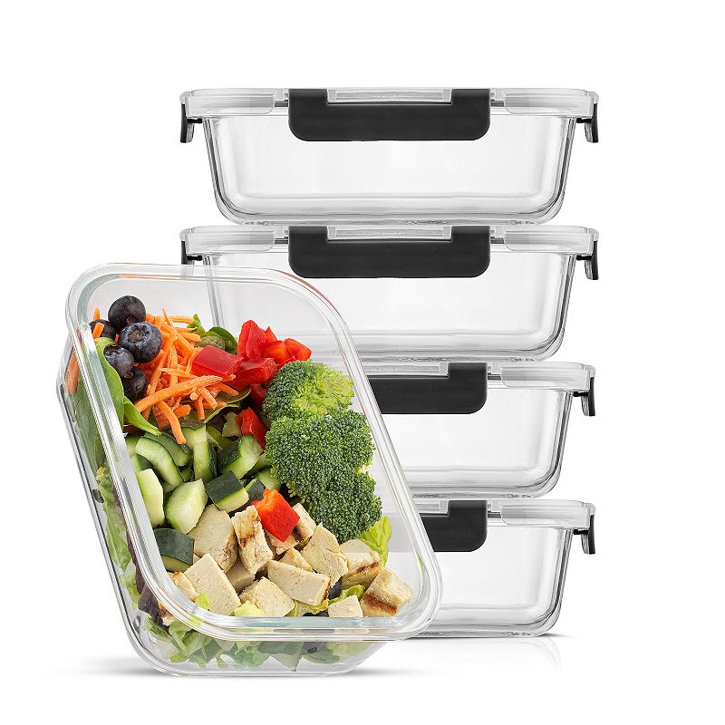 JoyJolt Food Prep Storage Containers, Set of 5, Black
