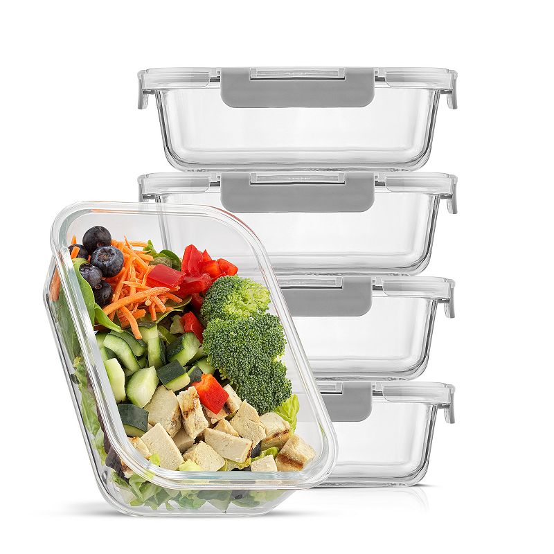 JoyJolt Food Prep Storage Containers, Set of 5, Gray