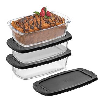 JoyJolt Glass Loaf Pans with Lids, Set of 3