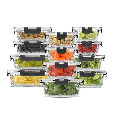 JoyJolt 24-Piece Fluted Food Storage Container Set with Lids