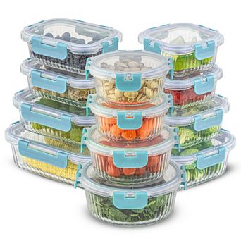 JoyJolt 24 pc Fluted Food Storage Container Set with Lids