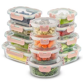 JoyJolt 24 pc Fluted Food Storage Container Set with Lids
