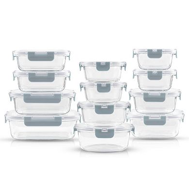 JoyJolt 24-Piece Glass Storage Containers with Leakproof Lids Set