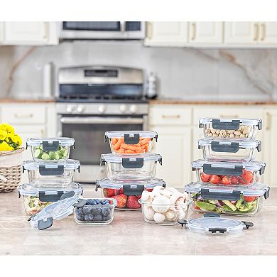 JoyJolt 24-Piece Glass Storage Containers with Leakproof Lids Set
