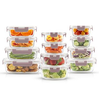JoyJolt 24 pc Glass Storage Containers with Leakproof Lids Set