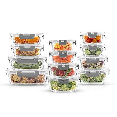 JoyJolt 24-Piece Glass Storage Containers with Leakproof Lids Set