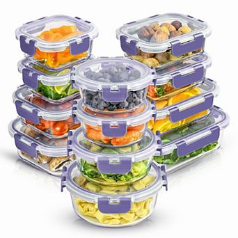 JoyJolt 24 pc Glass Storage Containers with Leakproof Lids Set
