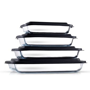 JoyJolt 4 Glass Bakeware Containers with Lids Set