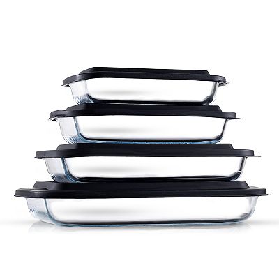 JoyJolt 4 Glass Bakeware Containers with Lids Set