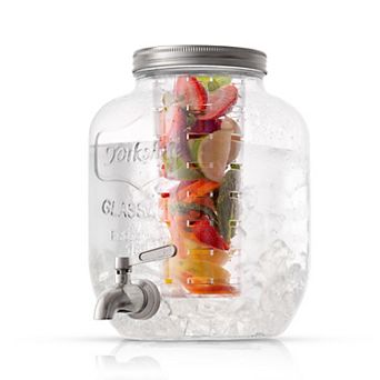 JoyJolt 1-Gallon Glass Drink Dispenser with Spigot, Ice Infuser, & Fruit Infuser