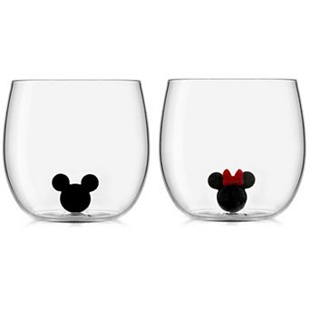 Disney's Mickey Mouse & Minnie Mouse Icon 10-oz. Stemless Wine Glass Set of 2 by JoyJolt