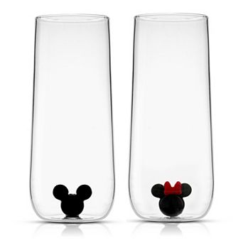 Disney's Mickey Mouse & Minnie Mouse Icons 2 pc 14-oz. Tall Highball Drinking Glass Set by JoyJolt