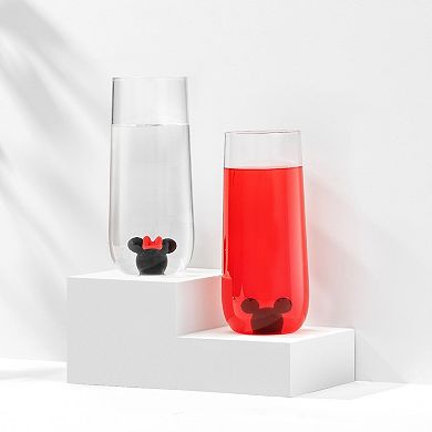 Disney's Mickey Mouse & Minnie Mouse Icons 2-Pc. 14-oz. Tall Highball Drinking Glass Set by JoyJolt