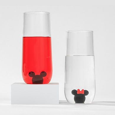 JoyJolt Disney Mickey & Minnie Icons 2-pc. 14-oz. Tall Highball Drinking Glass Set