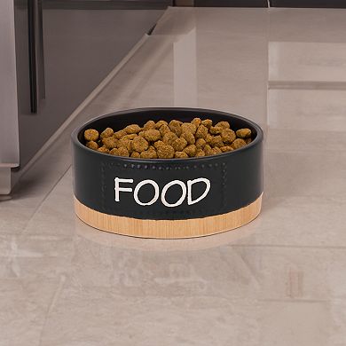 Black Ceramic Pet Food Bowl