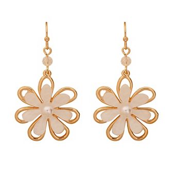 LC Lauren Conrad Gold Tone Simulated Opal Floral Drop Earrings
