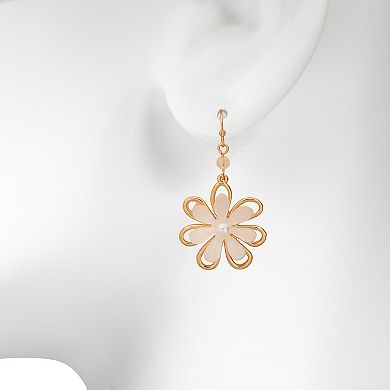 LC Lauren Conrad Gold Tone Simulated Opal Floral Drop Earrings