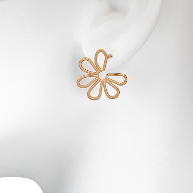 LC Lauren Conrad Gold Tone Wire Floral Hoop Earrings