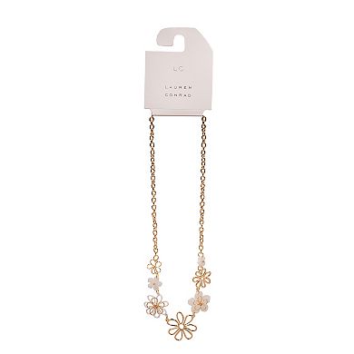 LC Lauren Conrad Gold Tone Simulated Opal Flower Statement Necklace