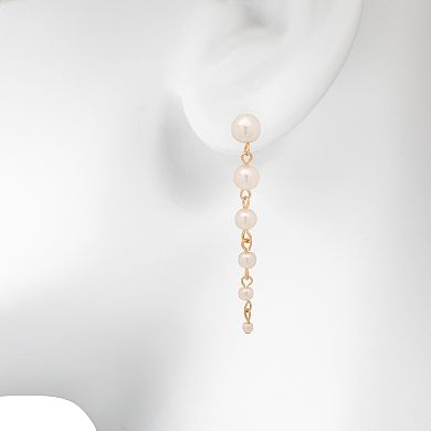 LC Lauren Conrad Gold Tone Linear Simulated Pearl Stud Earrings