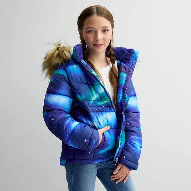 Girls 4 18 madden girl Faux Fur Hood Puffer Jacket
