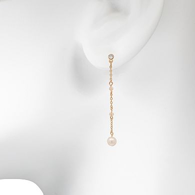 LC Lauren Conrad Gold Tone Simulated Pearl Beaded Linear Earrings