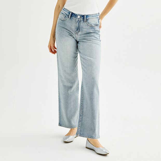 Juniors' Project Indigo Rhinestone Straight Leg Jeans