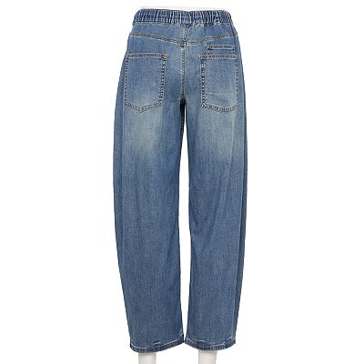 Juniors' Project Indigo Barrel Leg Drawstring Waistband Jeans